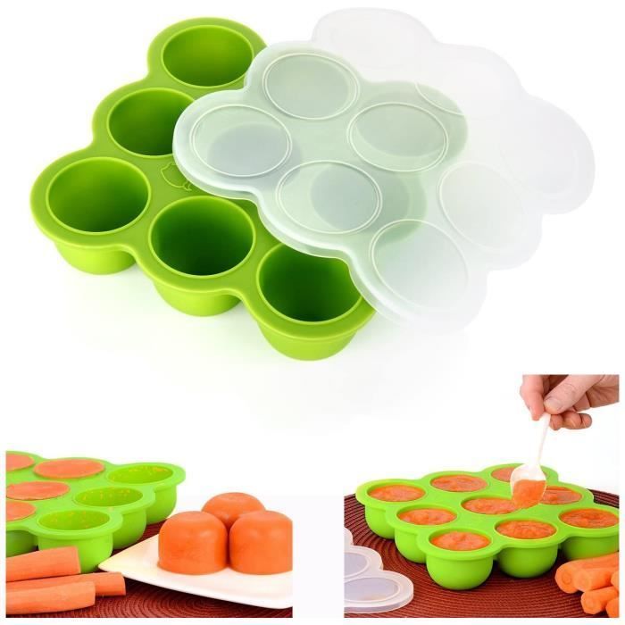 Silicone Baby Freezer Tray, Baby Food Container - 9 Storage Pots, Ice Cream Mold Freezer Boxes