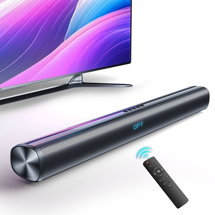 VEATOOL Barre de Son TV 60W Home Cinema 2.1 Canal Soundbar 70cm avec Bluetooth 5.4 OPT COAX USB AUX Caisson de Basse Intégré