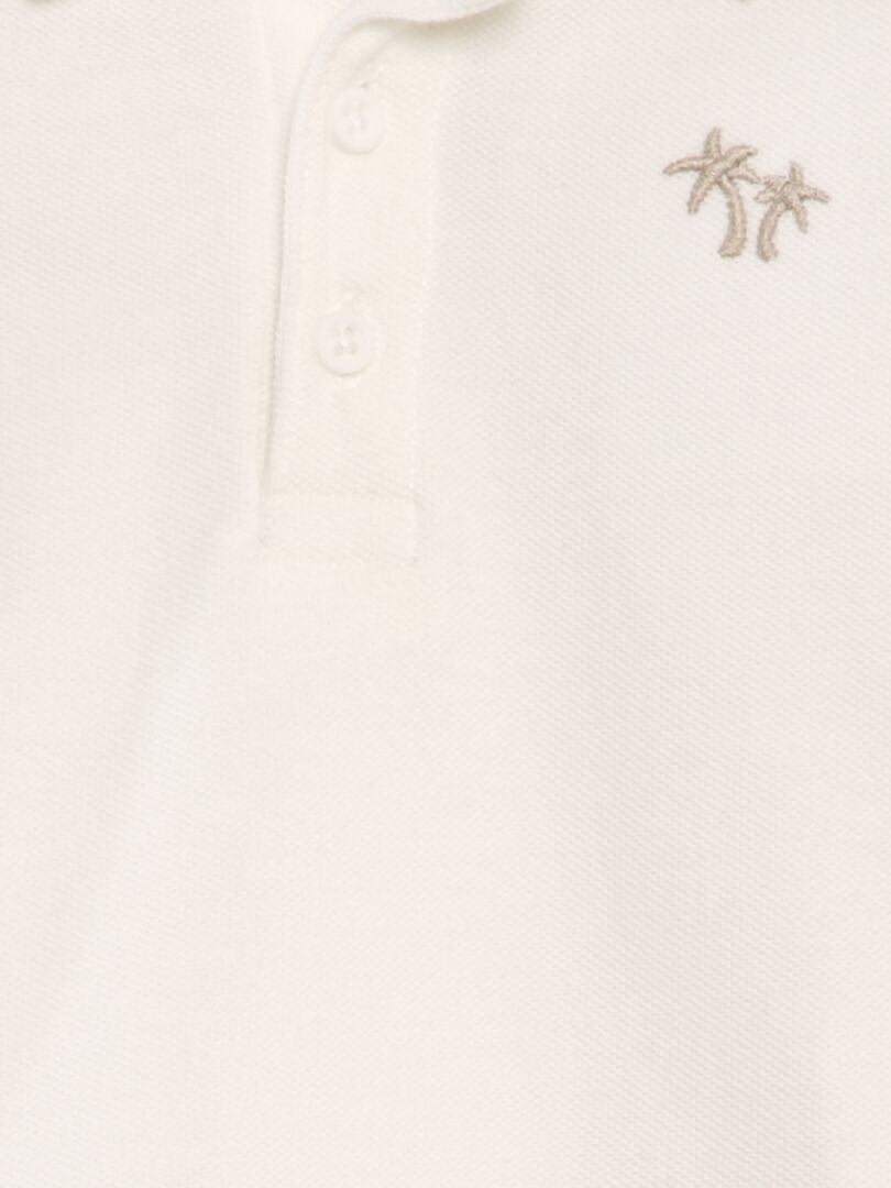 Camisa polo de algodão piqué com estampa de palmeiras - BRANCA