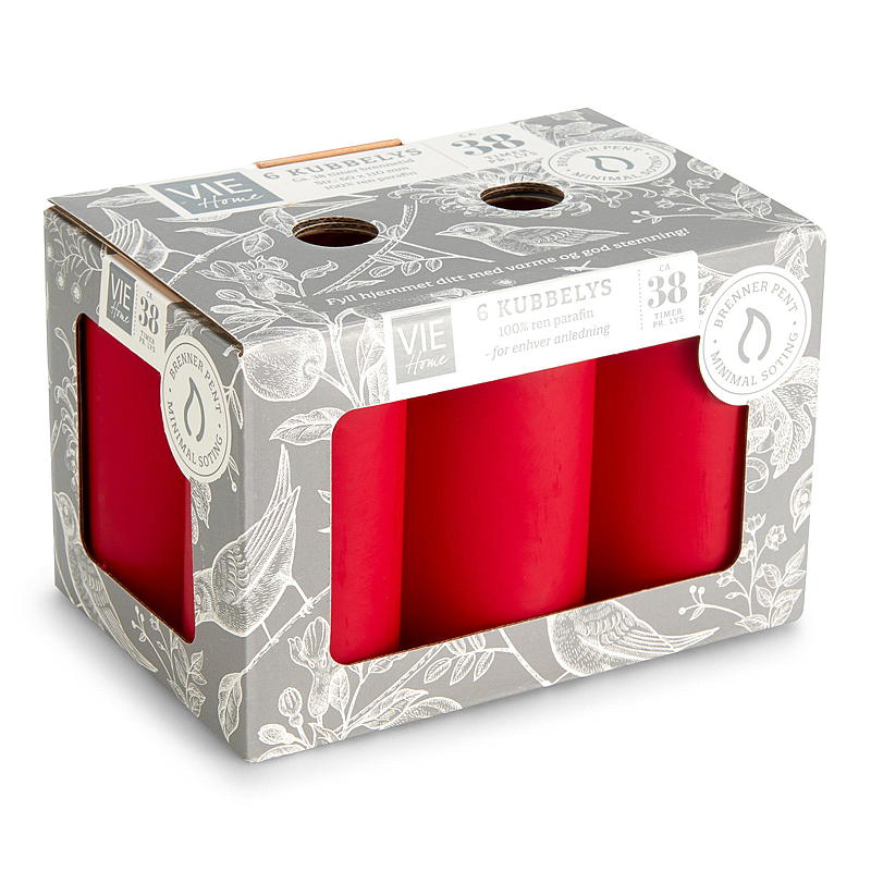 Vie Home Kubuslamp 6-pack 6x11 cm rood