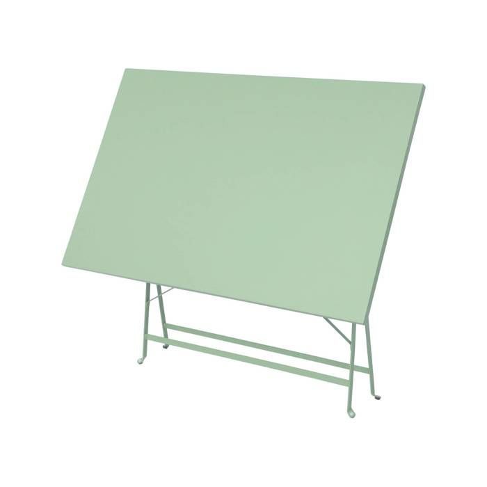 Salon de jardin bistrot pliable - Emilia rectangulaire vert de gris - Table 110x70cm avec quatre chaises pliantes. acier thermolaqué