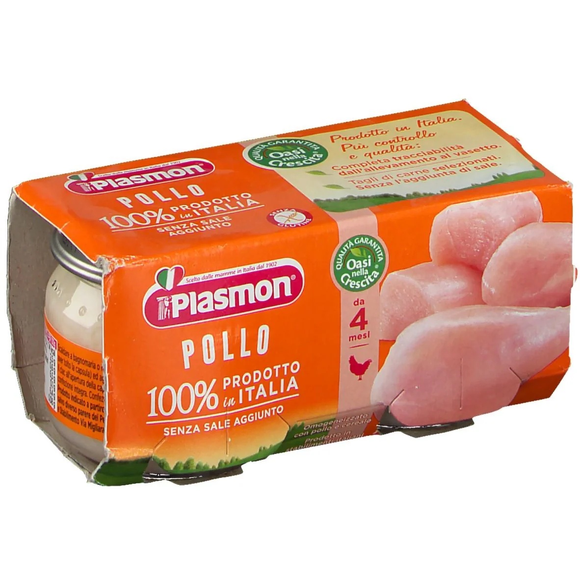 PLASMON Plasmon Kip gehomogeniseerde babyvoeding, 2 potjes van 80 g per stuk