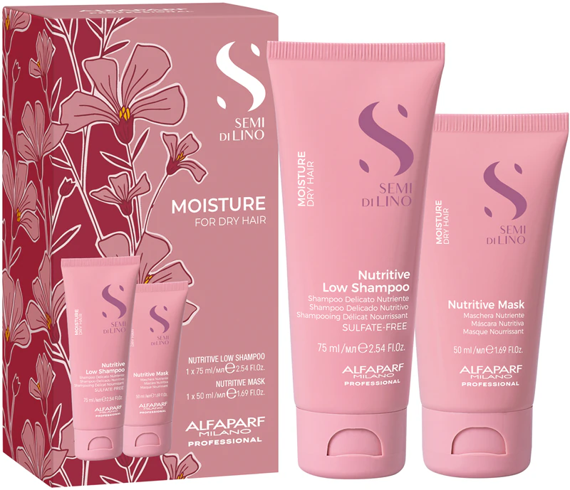 Alfaparf Milano Semi di Lino Feuchtigkeitspflege-Miniset – Intensiv feuchtigkeitsspendendes Reise-Set