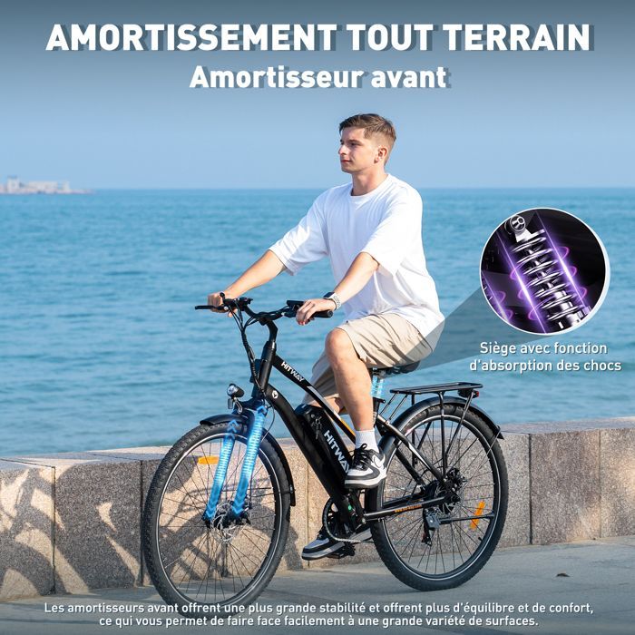 Vélo électrique VAE - HITWAY - Noir - 28