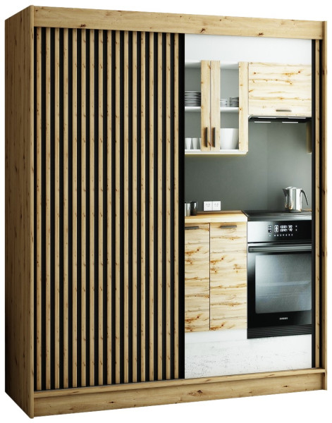 Szafa przesuwna Garderoba Lamelo 2 180 artisan   czarny