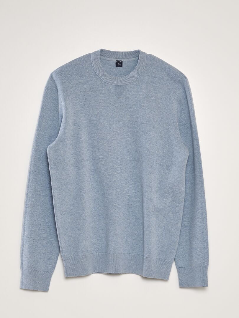 Gebreide trui met ronde hals - BLAUW