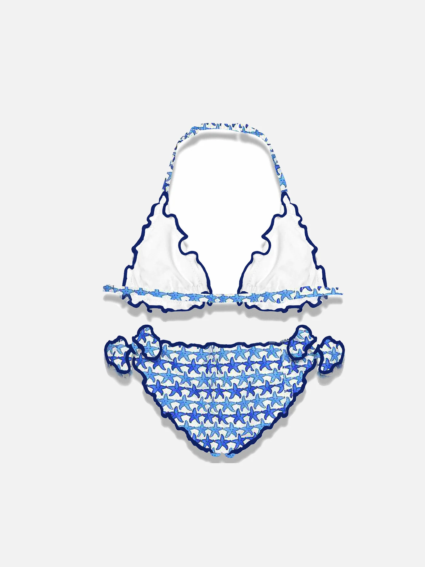 Triangelbikini med sjöstjärnmönster för flickor