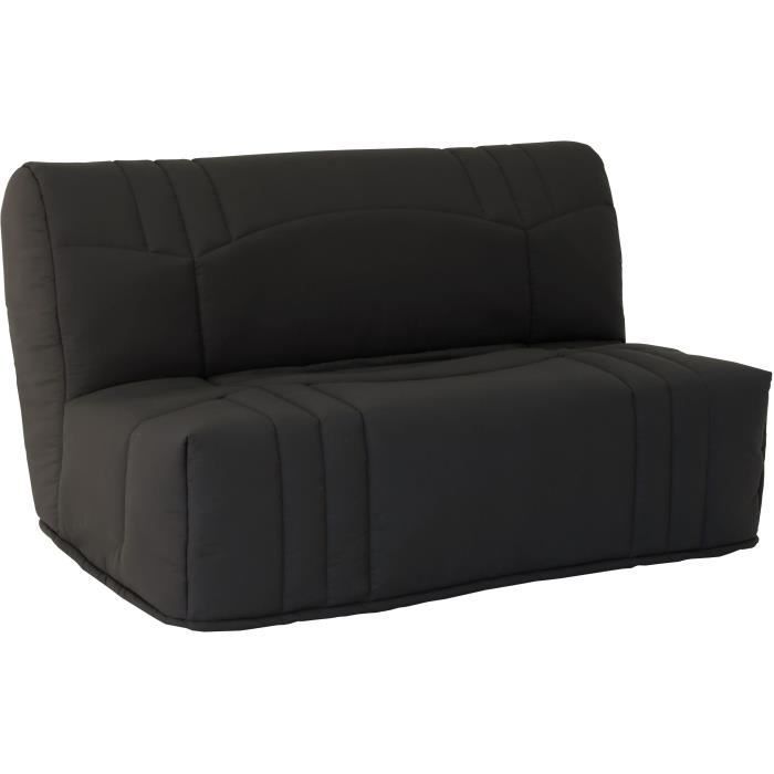 Sofá cama DREAM BZ - Tejido 100% algodón negro - Superficie para dormir 140x190 cm - 2 plazas - Comodidad suave
