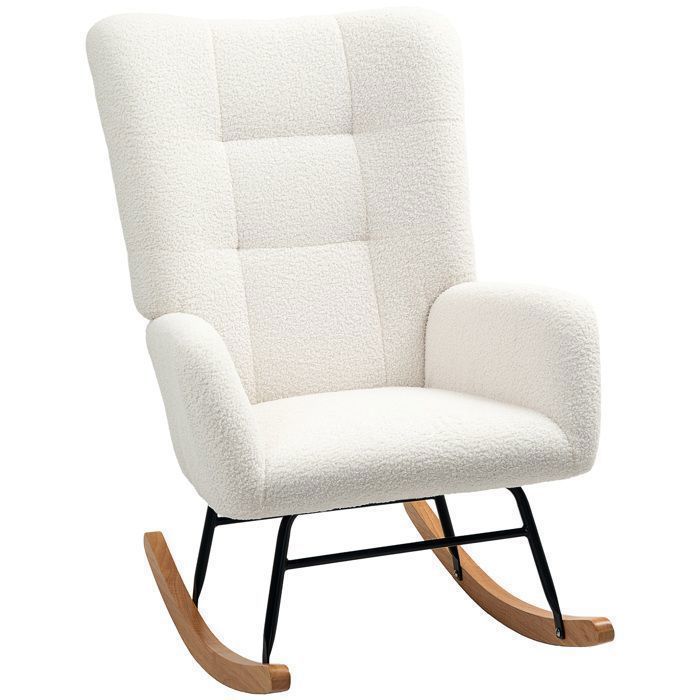 Mecedora Homcom con reposabrazos, tapizada en tela suave estilo Teddy Velvet, silla cómoda con deslizadores.