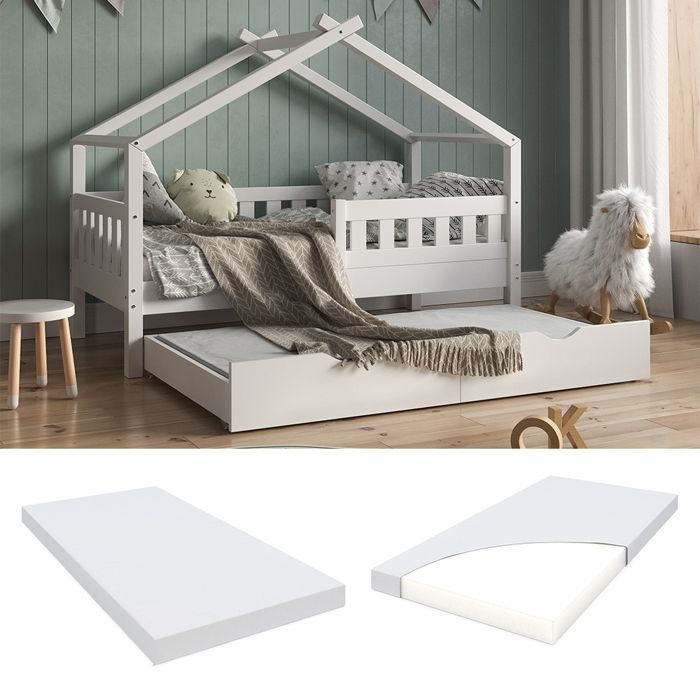 Materasso per bambini 80x150 cm, livello di rigidità H2, colore bianco, Vitalispa 43706