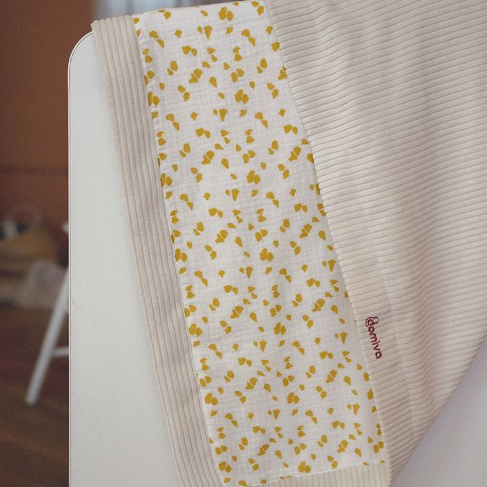 Double-sided blanket - DOMIVA - Savannah - 75 x 100 cm - Cotton gauze and corduroy