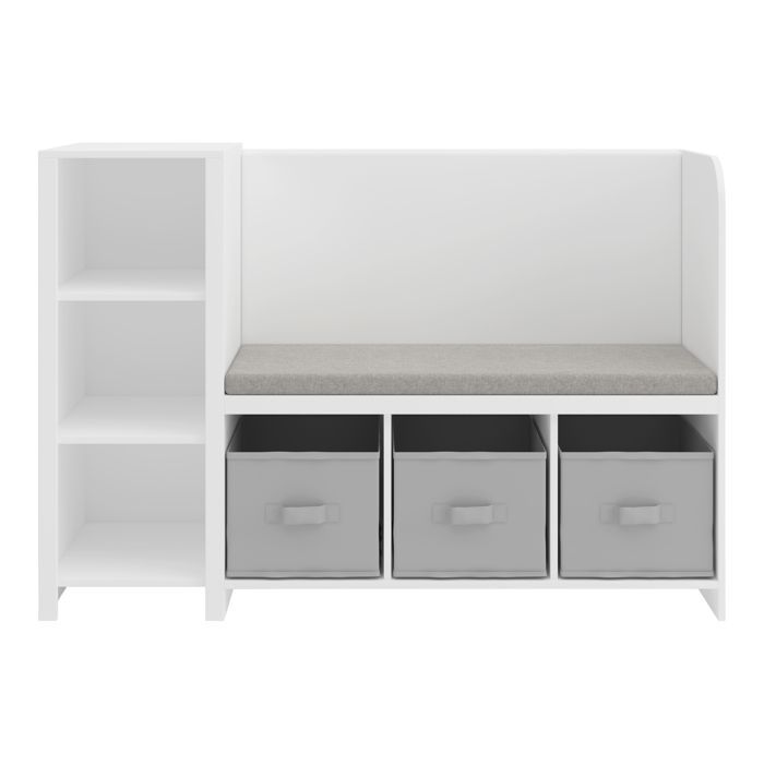 Children's shelf with bench Høylandet 76 x 112 x 40 cm white grey
