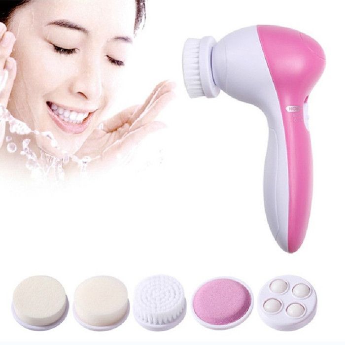 Brosse nettoyante visage rotative : exfoliant électrique 5 en 1, appareil nettoyant rotatif étanche pour un nettoyage