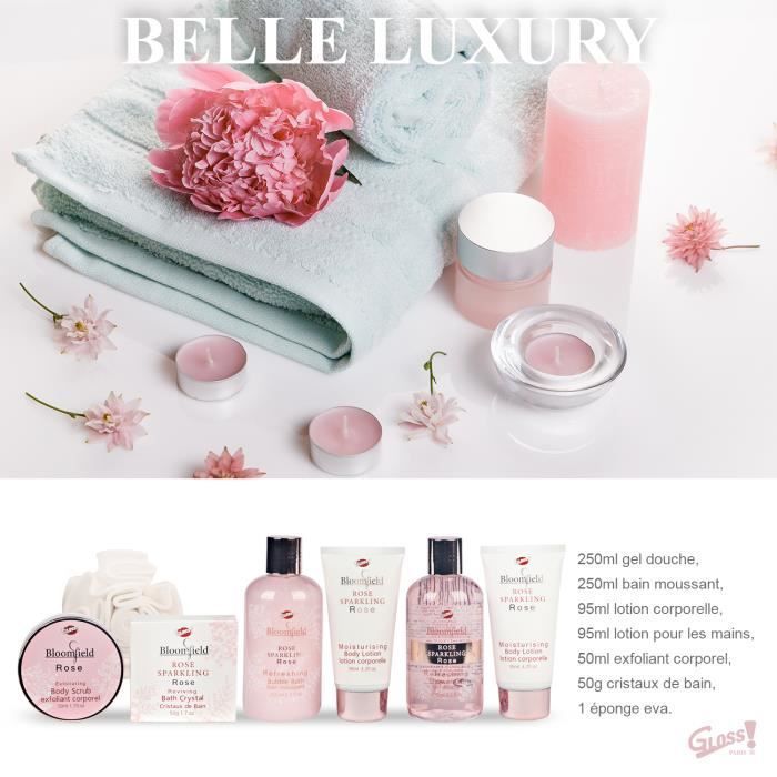 Coffret cadeau soins de beauté - Bloomfield - Rose - 6 produits - Sans parabène - Détente