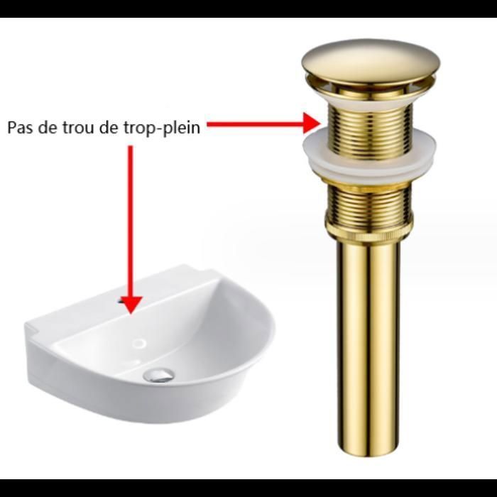 Siphon de Lavabo Universel, Évier Vintage Pop-Up en Laiton Doré, Design Élégant Sans Trop-Plein pour Salle de Bain