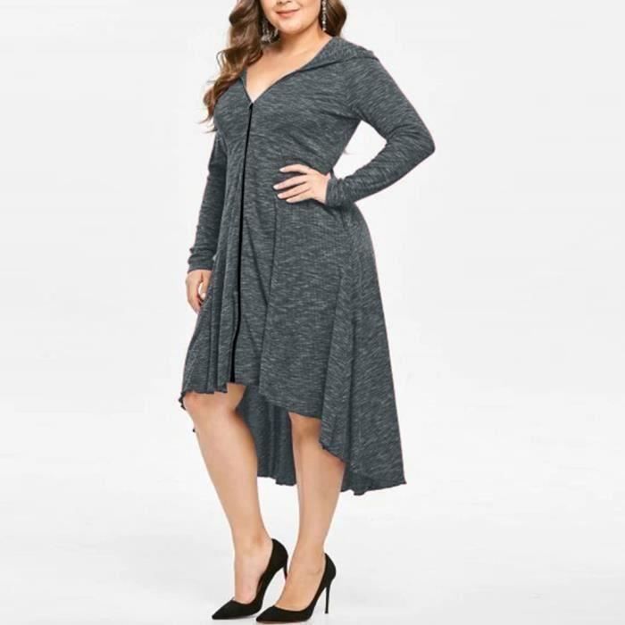 Sudadera para mujer - FUNMOON - Cierre de cremallera - Tallas grandes - Bolsillos - Manga larga