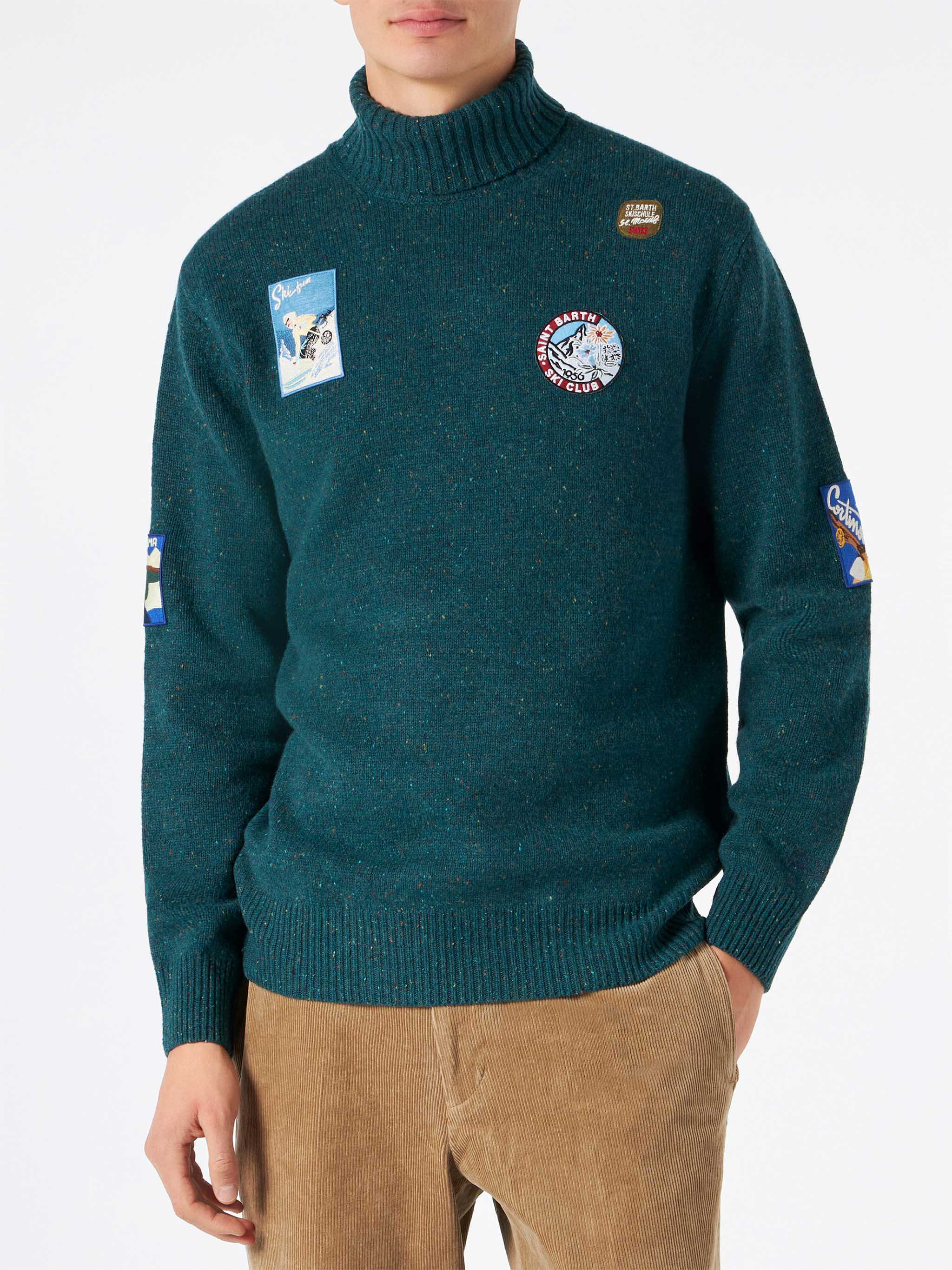 Pull à col roulé vert pour homme
