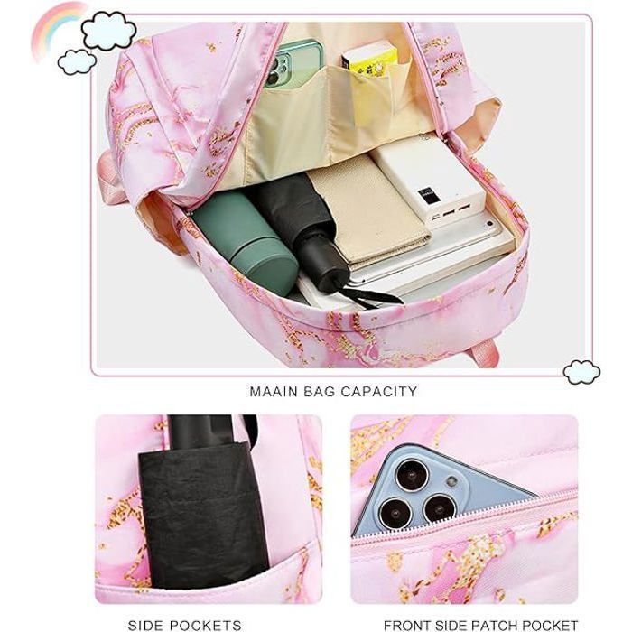 Kinderrugzakset, 2-delige set bestaande uit rugzak en lunchbox, roze