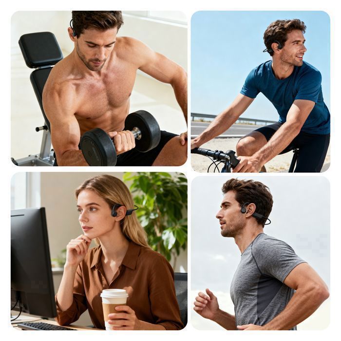 MANKIW Bone Conduction-koptelefoon - Bluetooth 6.0 - Batterijduur van 8 uur - Ingebouwde microfoon - voor hardlopen en buitenactiviteiten