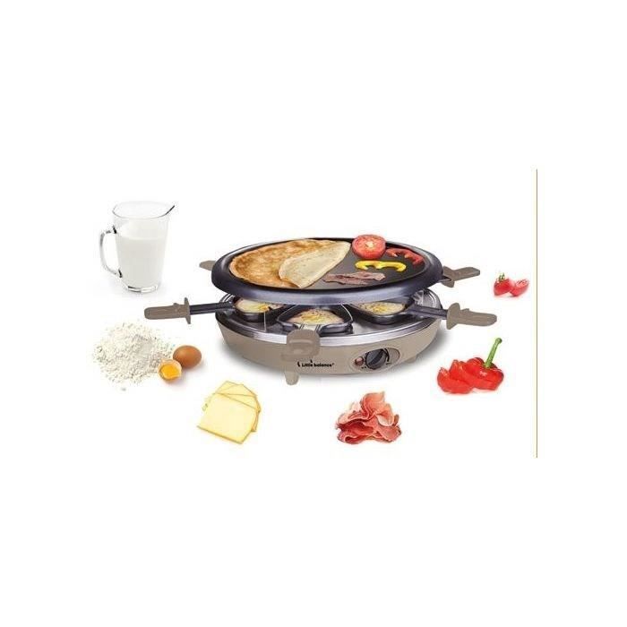 LITTLE BALANCE - Appareil à raclette 3 en 1 - 1200W - Happy Cheese Trio Meuuuh - muscade - 8692