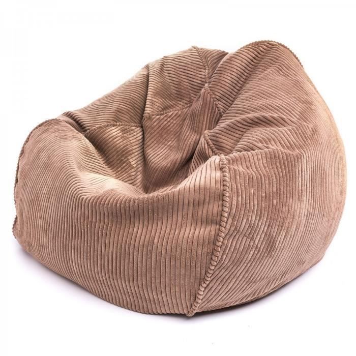 Pouf Poire Fauteuil Velours côtelé Sacoche Beige