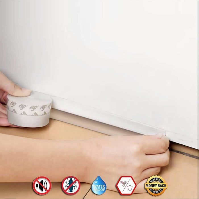Tira adhesiva para la parte inferior de la puerta, 8 m x 25 mm, tira de sellado de silicona flexible transparente, adhesivo impermeable, aislamiento acústico.