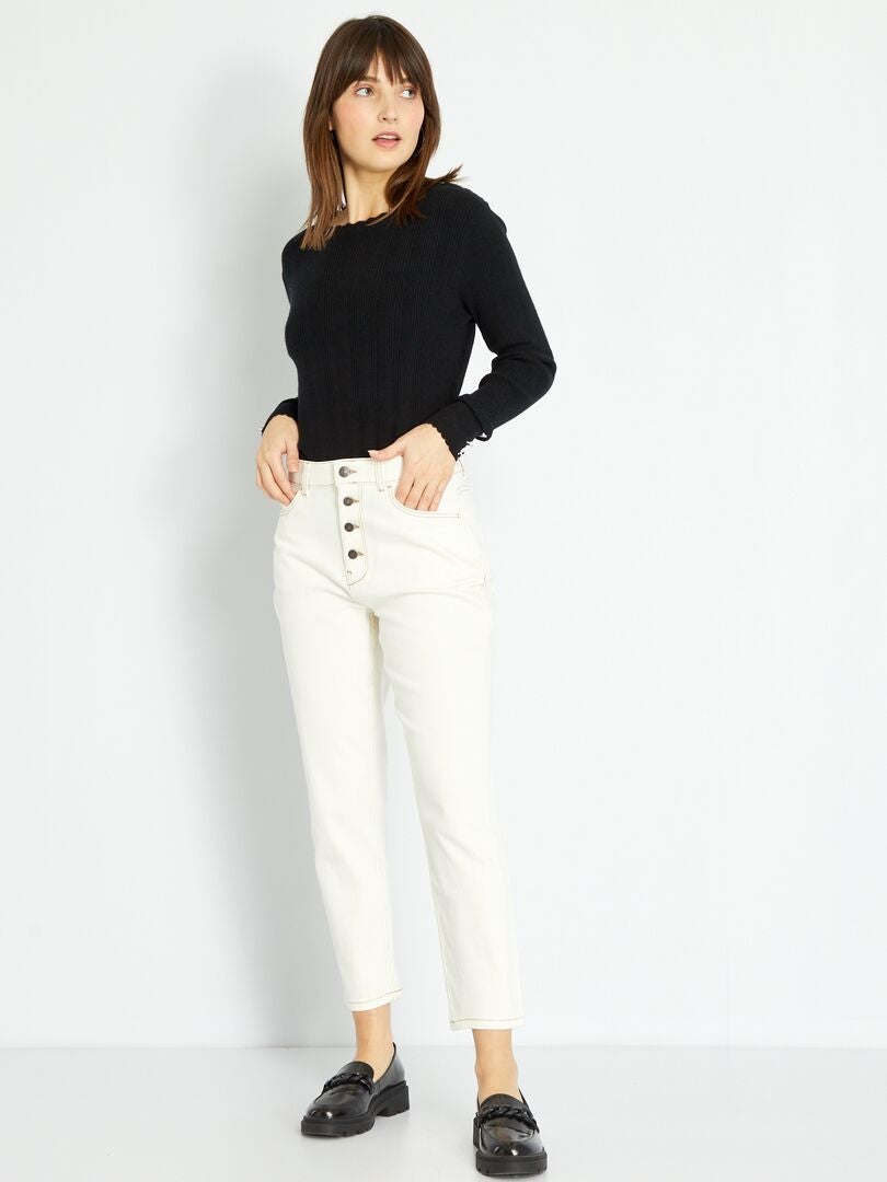 Zeer hooggetailleerde mom jeans - Maat 32 - WIT