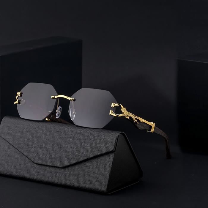 Gafas de sol SHARPHY para hombre, estampado de leopardo metálico, estilo moderno, montura de madera negra, ideales para conducir, practicar deportes y pescar, con protección UV.