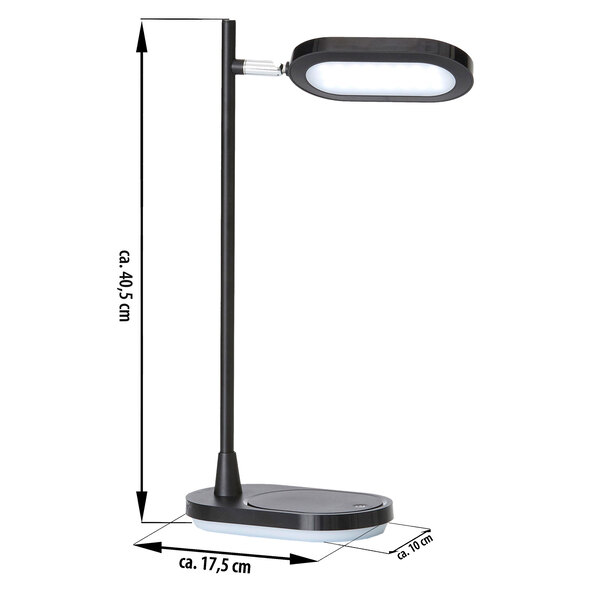 Lampă de birou LED cu încărcare wireless, neagră