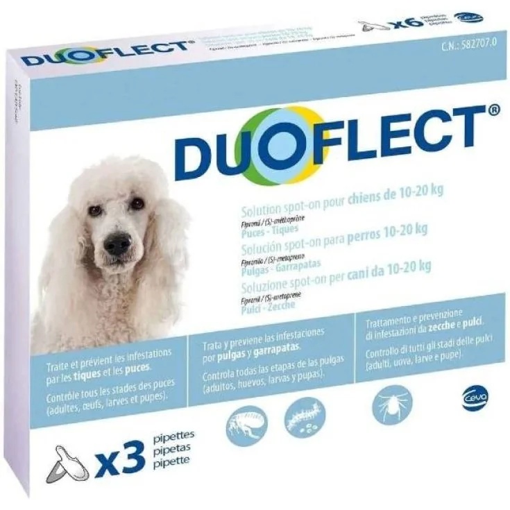 CEVA Duoflect antiparasitair middel voor honden en katten, 3 pipetten, voor honden 1020 kg