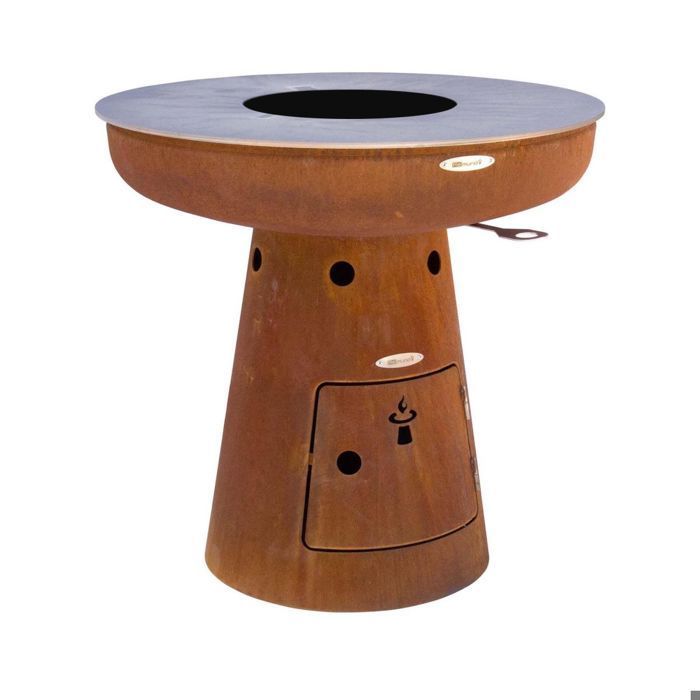 Brasero de acero Nero para barbacoa, altura 79 cm, diámetro 82 cm.