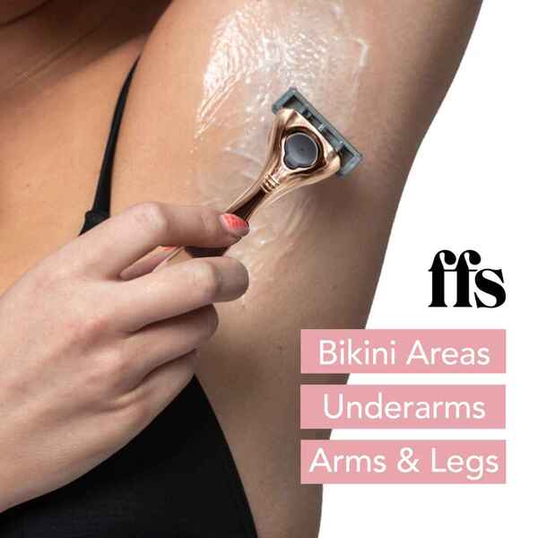 FFS Beauty barbersett – Premium barberhøvel i roségull + 4 blader