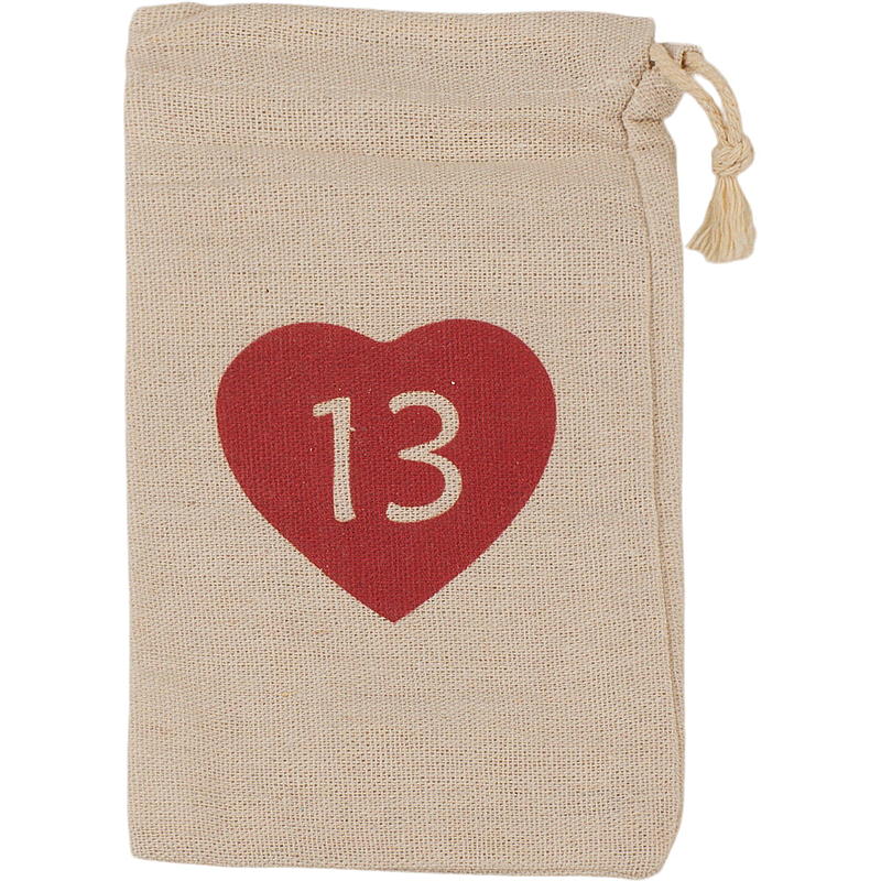 Hem Kalenderpåsar 12x20 cm 1-24 tyg med hjärta