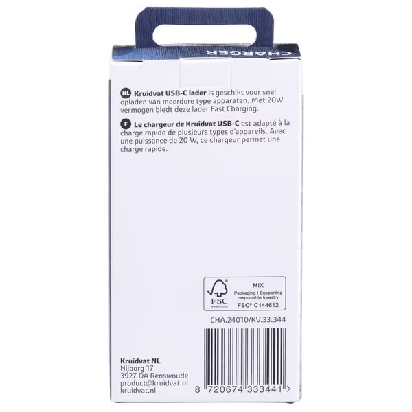 „Kruidvat“ USB-C greitasis įkroviklis<br>