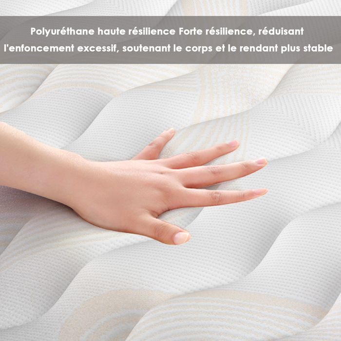 Colchón y base de cama de 90x200x15cm, espuma viscoelástica STANEW, estructura de hierro de 6 patas, resistente y transpirable.