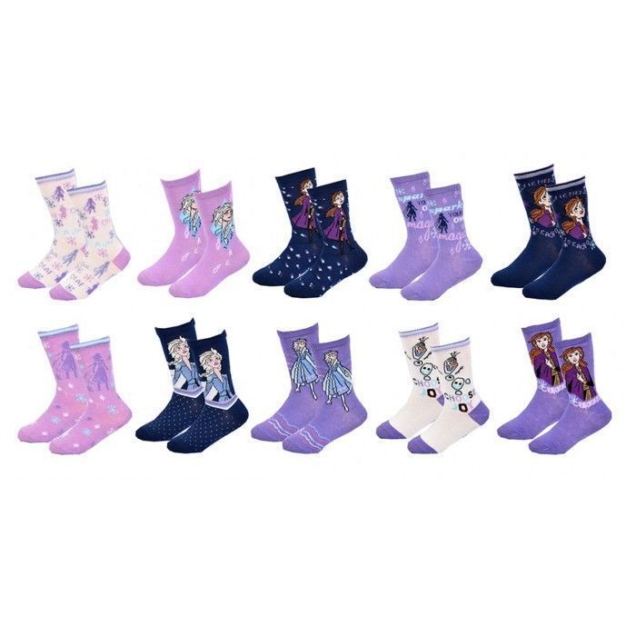 Calcetines - FROZEN - Paquete de 10 pares - 78% algodón - 20% poliéster - Niñas