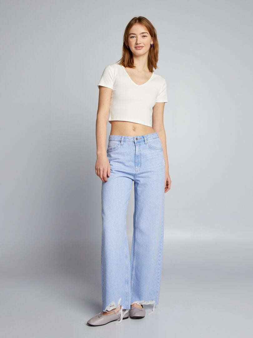 Lage taille, wijde pijpen jeans - BLAUW