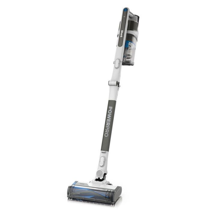 Aspiradora inalámbrica Shark PowerPro Pet IZ380EUT, blanca y azul.