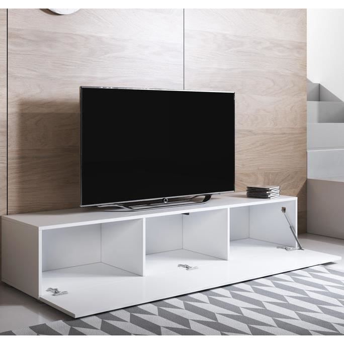 TV-meubel - LUKE H2 - 160 x 32 x 40 cm - Wit hoogglans afwerking - 3 vakken