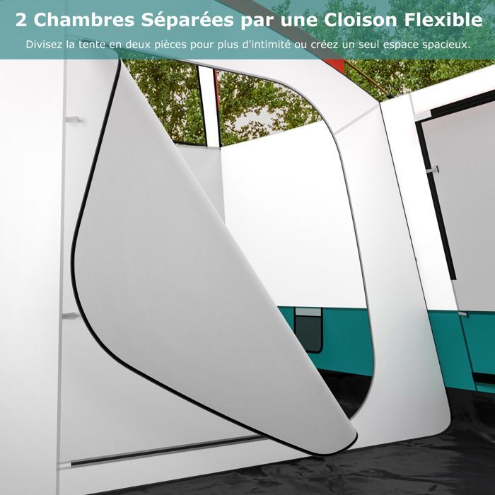 Tienda de campaña grande para 6-8 personas - COSTWAY - Toldo - 2 habitaciones, 2 puertas, 2 ventanas de malla, techo doble desmontable - Bolsa de transporte