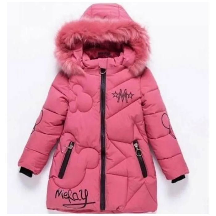 Chaqueta acolchada con capucha JINDING D8 para niñas, abrigo de invierno cálido con bolsillos, color rosa.