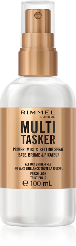 Base e spray fixador Rimmel Multi-Tasker em um só produto