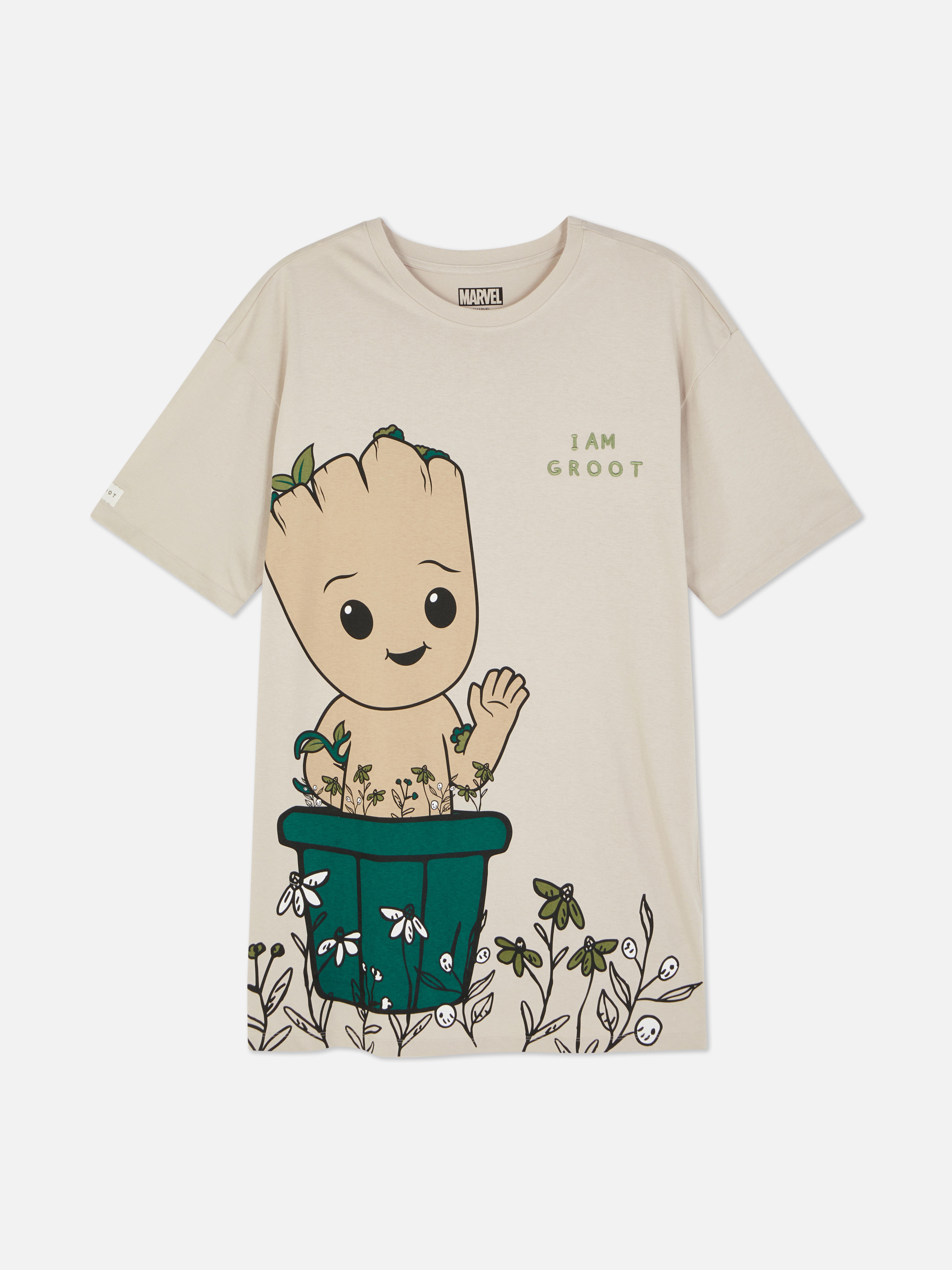 MARVEL Guardians Of The Galaxy Groot Schlafshirt Ein Jersey-Nachthemd mit Rundhalsausschnitt, kurzen Ärmeln und Groot-Motiv