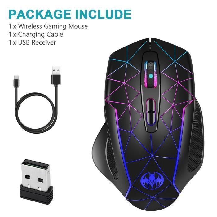 Ratón inalámbrico ergonómico - 2400 DPI - 6 botones - Retroiluminado - USB