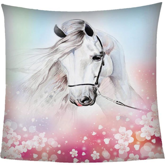 Manta polar con estampado de caballo blanco, 130x150 cm, cálida, suave y mullida, de microfibra.