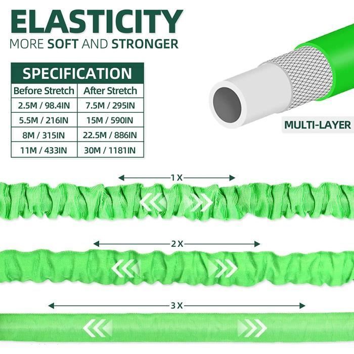 Tuyau Arrosage Extensible - 30M/100FT - Buse 7 Modes - Adaptable 1/2’’ et 3/4’’