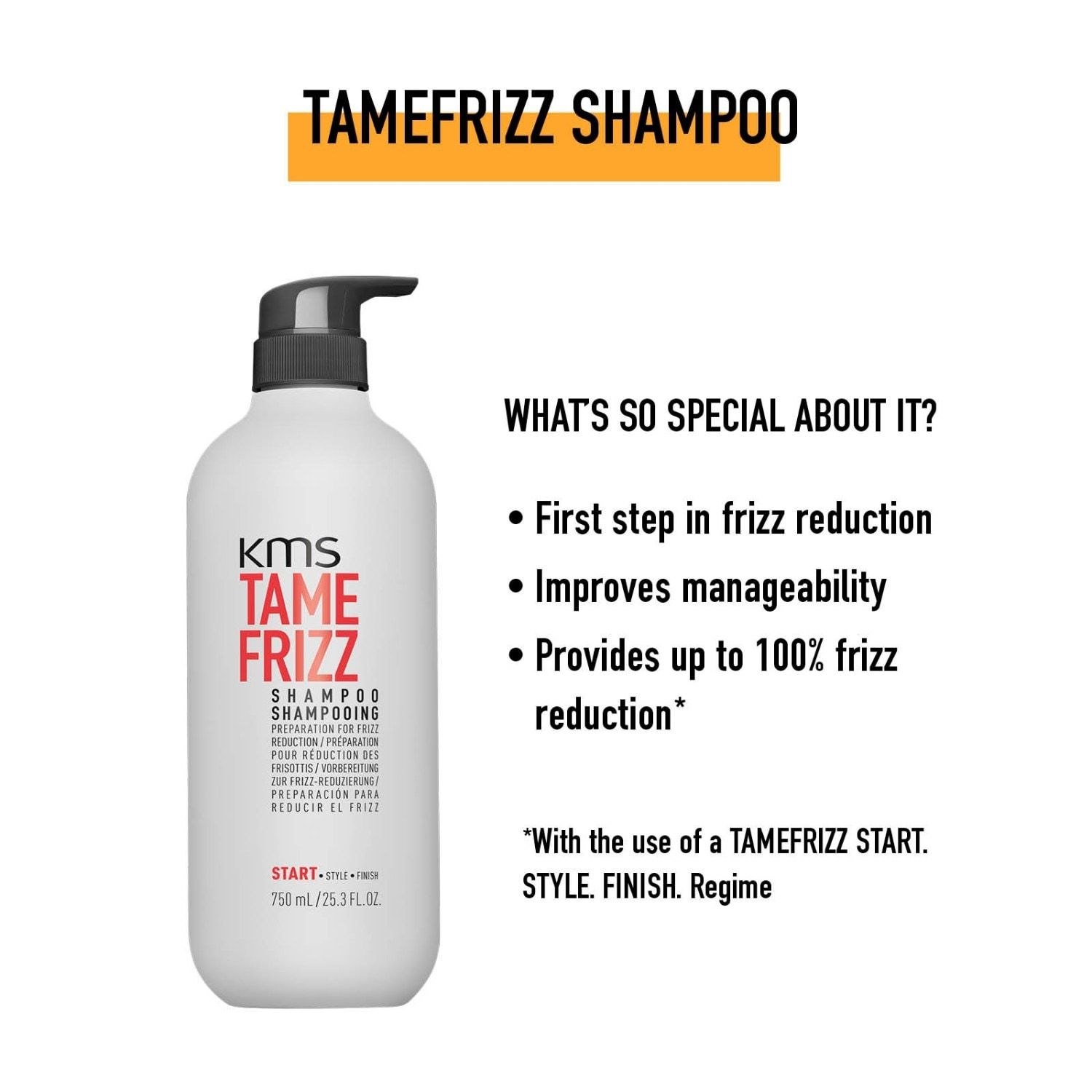 KMS plaukų šampūnas Tames Frizz – 750 ml