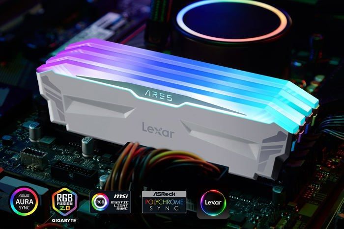 Kit de memória para PC Lexar ARES 16GB (2x8GB) DDR4 RGB - DIMM DDR4 - 4000MHz - Otimizado para jogos - Branco