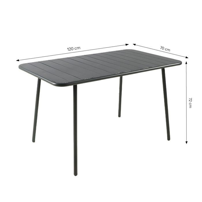 BERGAME - Ensemble table de jardin 120 cm et 4 chaises gris foncé