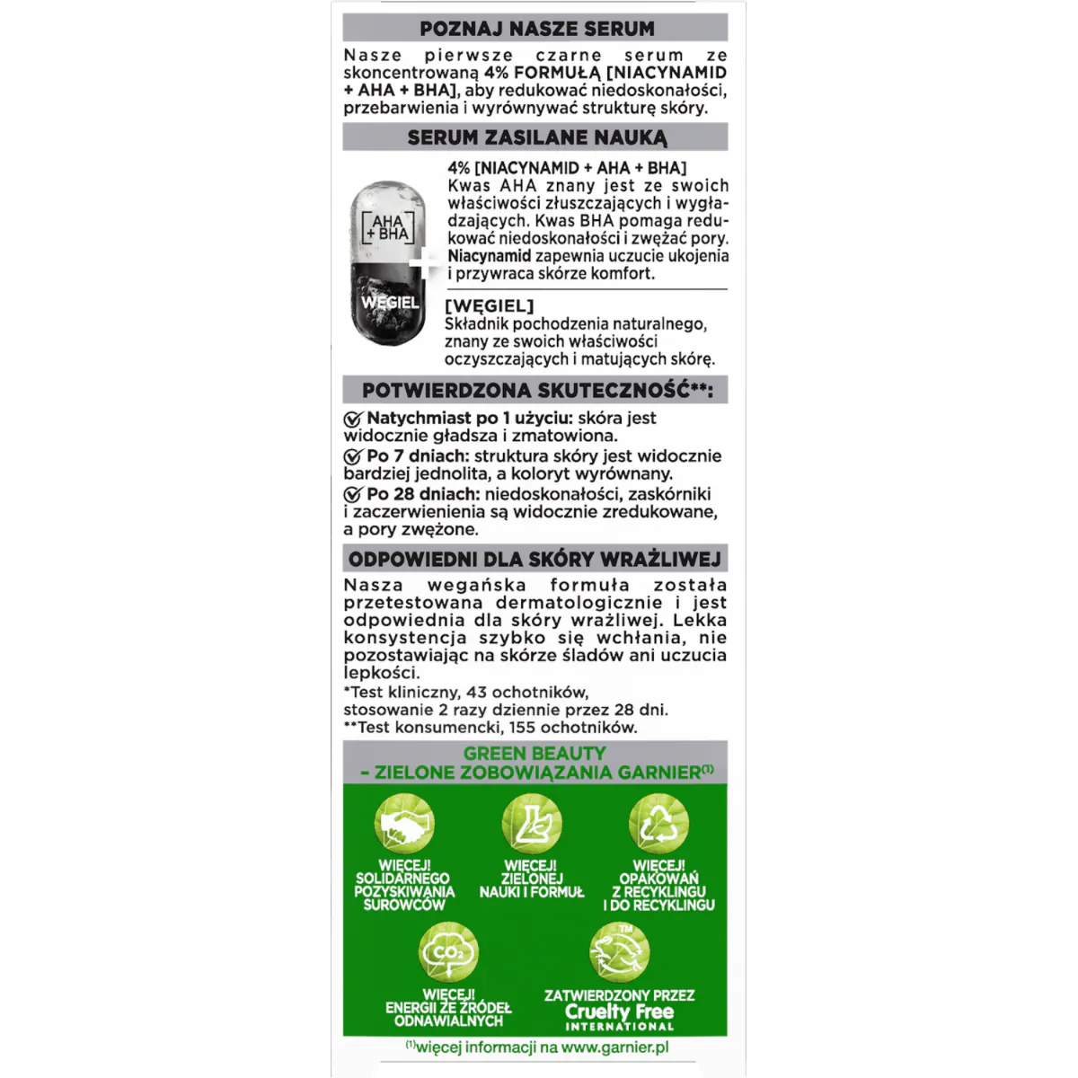 Garnier Skin Naturals Czysta Skóra Serum przeciw niedoskonałościom z Kwasem Aha, Bha i Węglem